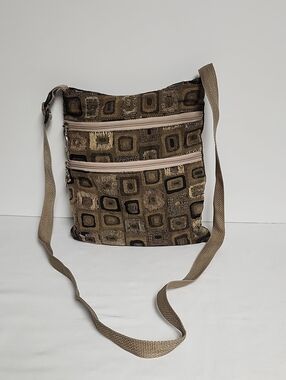 Kenny's Neutral Brown Geometric Crossbody Bag with Adjustable Strap